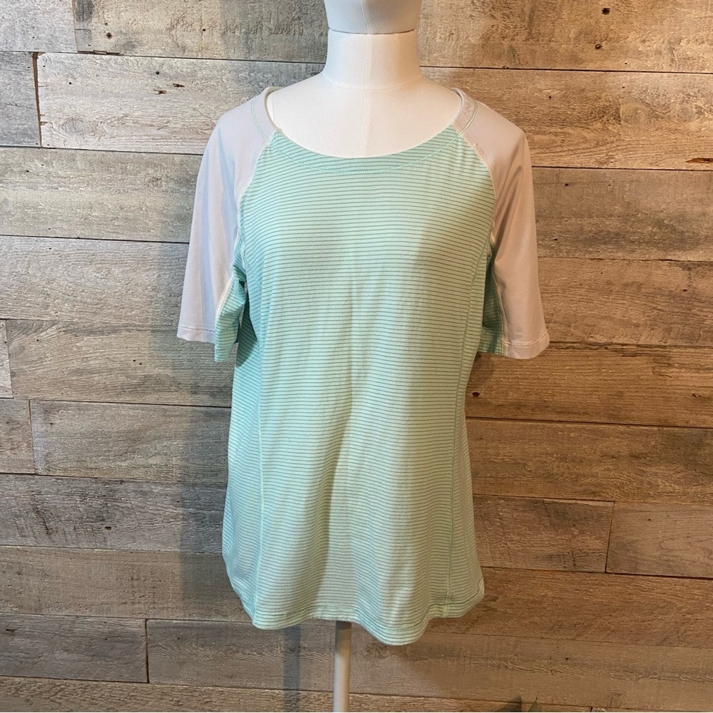 Lululemon run‎ turn it up women's fresh teal dune wagon striped t-shirt